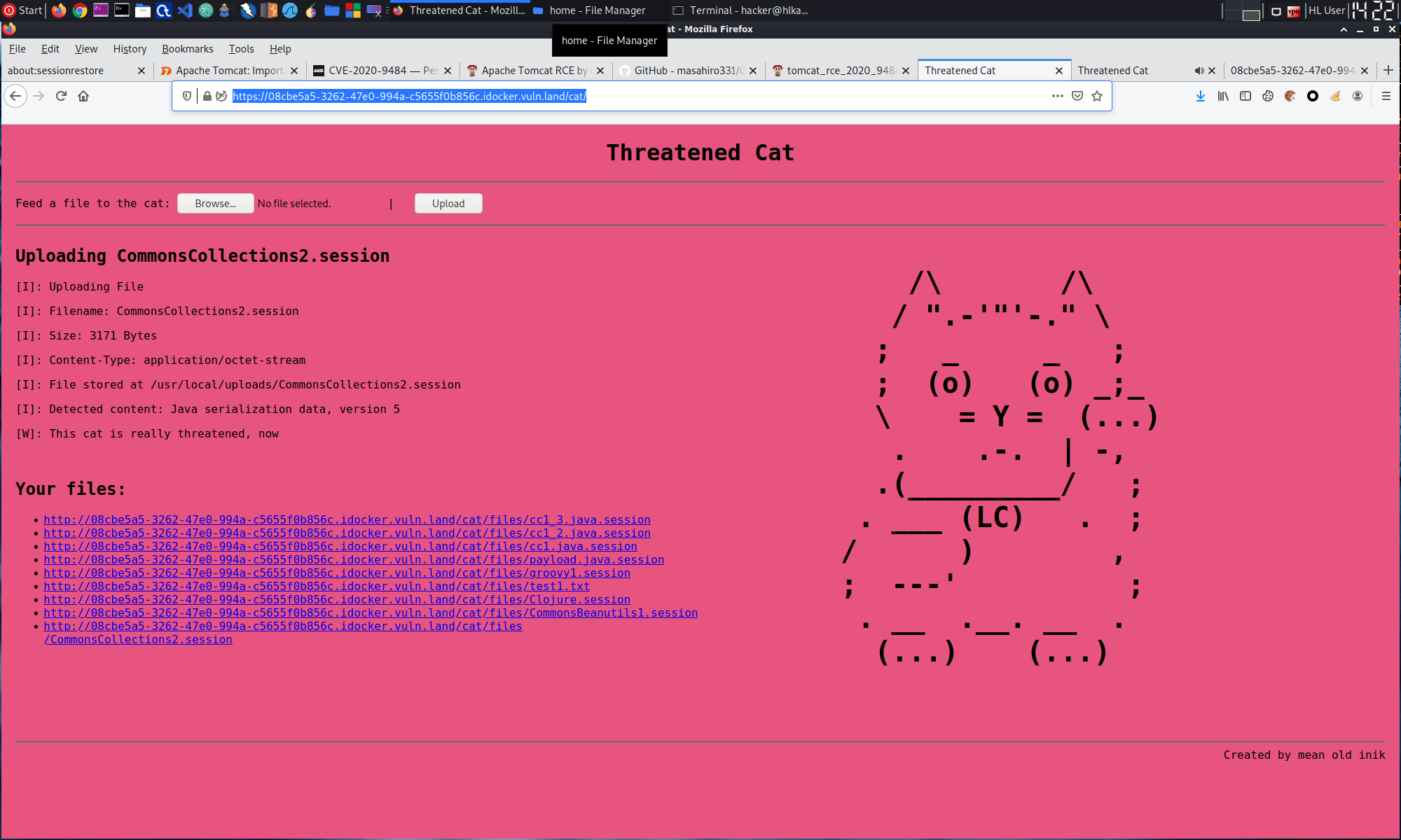 Threatened cat